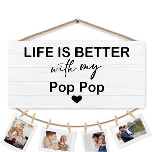 Pop Pop Gifts Wooden Hanging Picture Frame